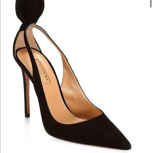 Aquazzura Bow Tie Cutout Suede Pumps
